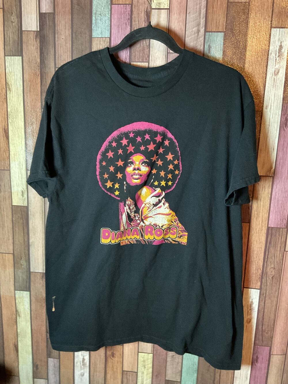 Cross Colours Women’s Iconic Diana Ross Black Graphic T-Shirt Size Large